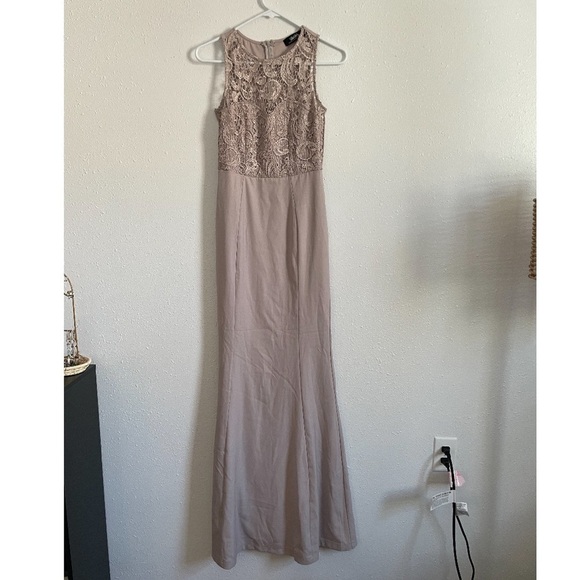 LULU’S Oak And Elm Taupe Lace Maxi Dress - Picture 2 of 6
